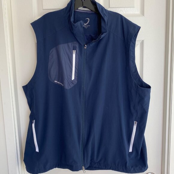 Zero Restriction Mens Navy Blue Sleeveless Vest XXL Activewear With Zipper Pocke - Picture 1 of 8